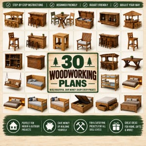Guide de construction de plans de menuiserie bricolage, projets de jardin extérieur, plans de mobilier d'intérieur, téléchargement numérique PDF
