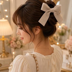 Knitted Bow Scrunchie, Retro Fabric Hair Tie, Soft Elastic Hair Band for Women Girls