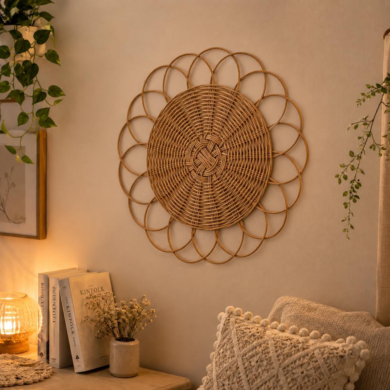 Rattan wand deko