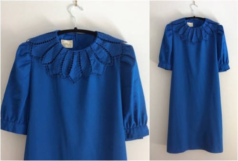 Royal Blue Dress with Puffy Sleeves