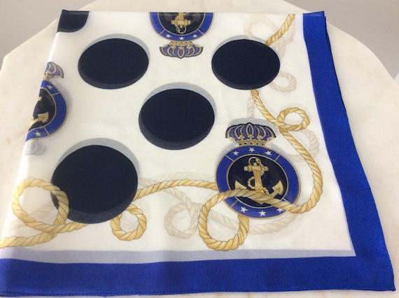 New 10/" 100/% Silk Pocket Square Green Navy Gold Nautical Anchors-10