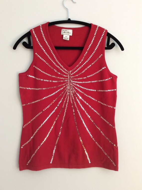 red sequin vest top