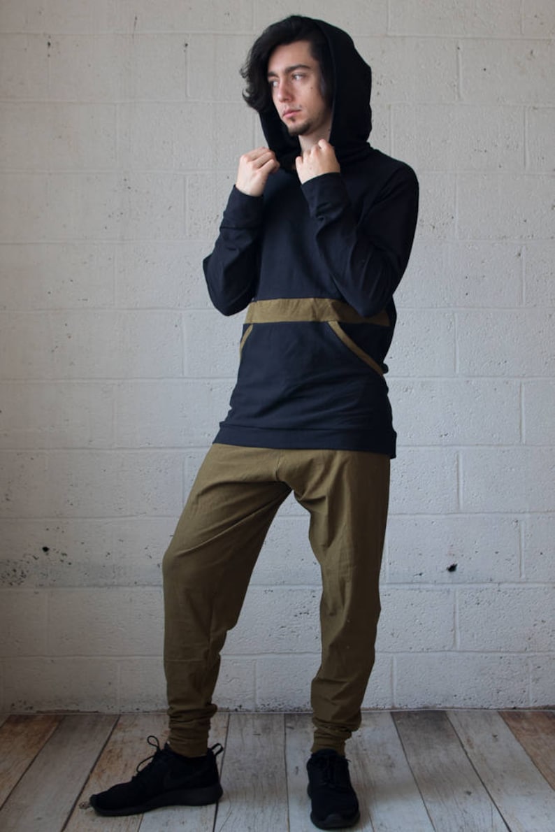 Men/'s Wear Hemp Clothing Men/'s Yoga Burning Man Men/'s Pocket Pullover Kangaroo Pocket Men/'s Hoodie Men/'s Pullover Festival Wear