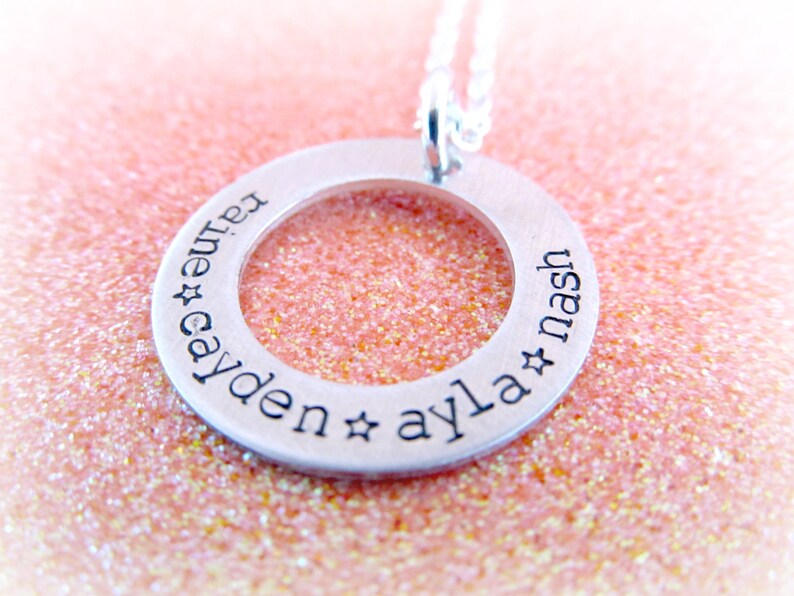 Personalized Star Name Necklace Silver Mom Jewellery Handstamped Custom Jewelry by Everything Pretty Little Loves Above the Stars