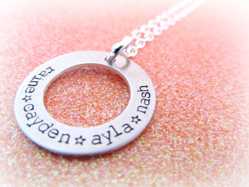 Personalized Star Name Necklace Silver Mom Jewellery Handstamped Custom Jewelry by Everything Pretty Little Loves Above the Stars