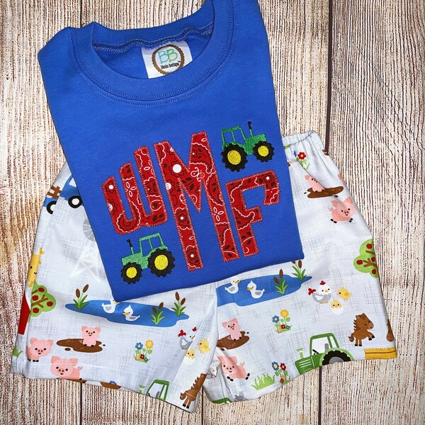 Tractor monogram tee or set