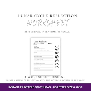 Scheda di riflessione sul ciclo lunare / Diario delle fasi lunari (Download digitale)
