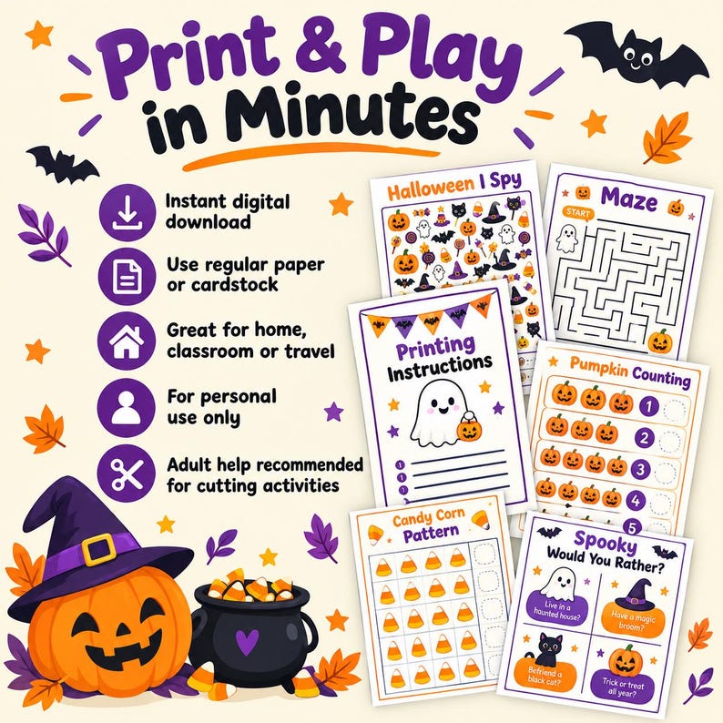 Halloween Activity Pack for Kids | Coloring, Bingo, Scavenger Hunt ...