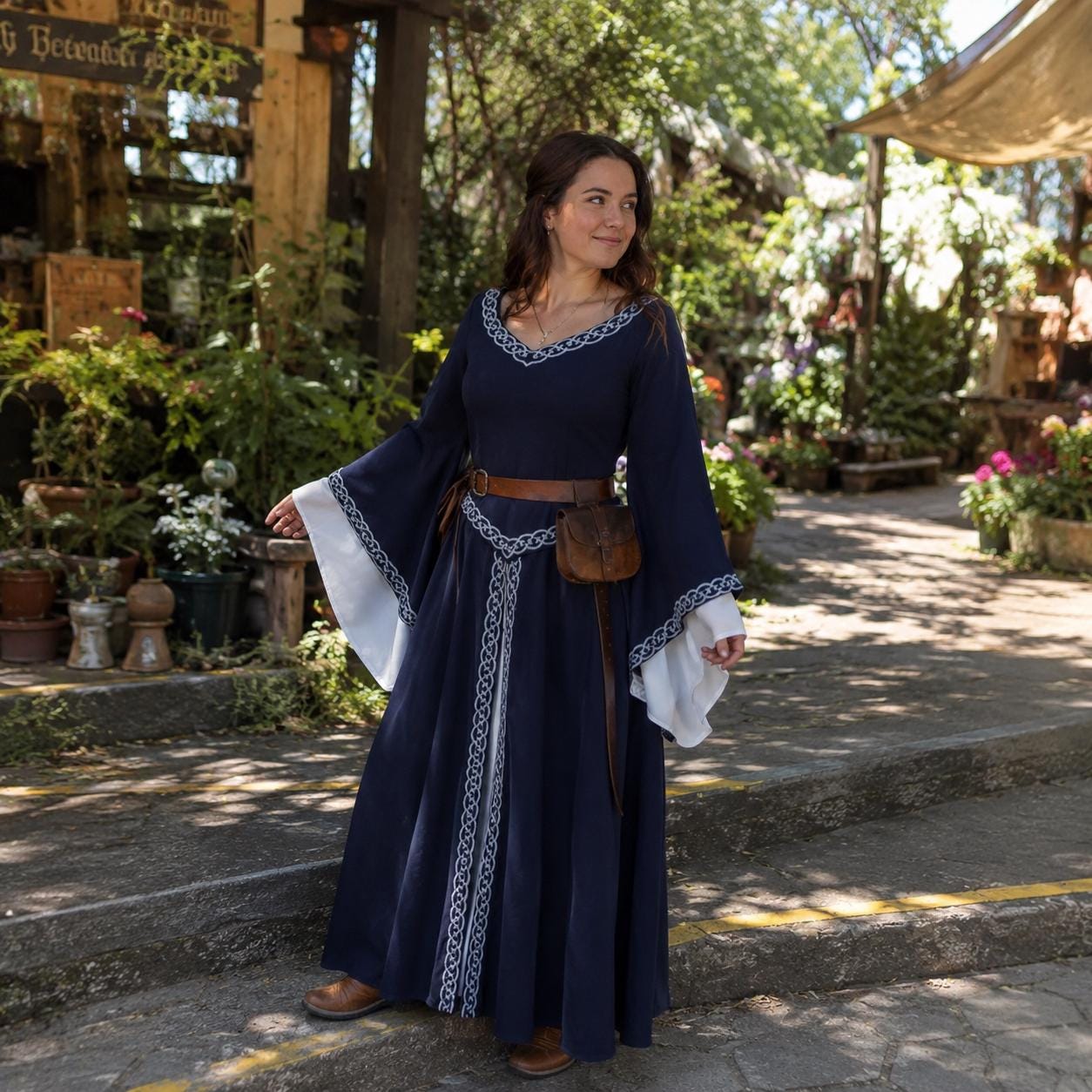 blue celtic dress Odeerbi Dresses for Women Verify: RRP Adult Dress:L Unique handkerchief hem for