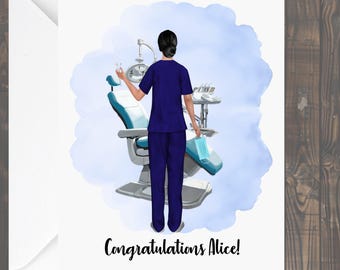 Dentist card Personalised for woman thank you congratulations