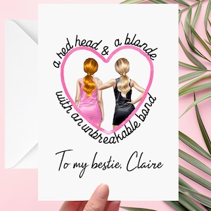 Roodharige en blonde kaart Gepersonaliseerd voor Bestie BFF Girlfriend Ginger
