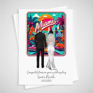 Tarjeta de boda personalizada en Miami para novios y novias en Florida