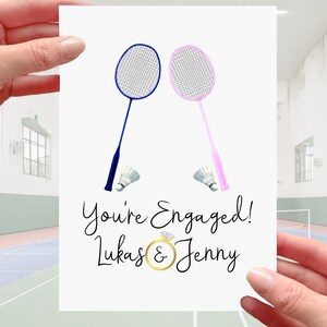 Badminton Engagement Card Personalised
