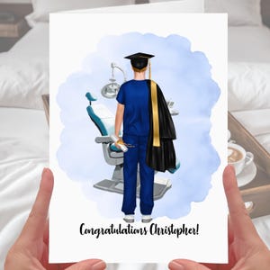 Carte de remise des diplômes de dentiste personnalisée pour homme diplômé félicitations