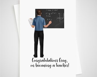 Teacher Card New Job Personalised Congratulations Graduate - Male