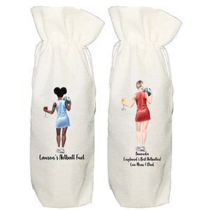 Personalised Netball Wine Bottle Bag gift for netballer