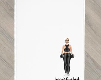 Gym Towel Personalised fitness exercise Woman Present Gift