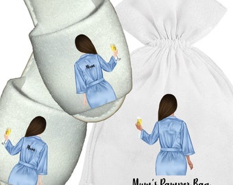 Personalised Pamper Bag Spa Slippers Gift Set Self-Care Mum