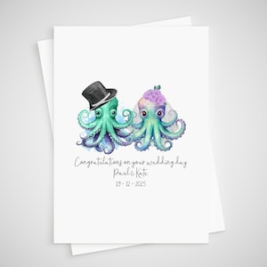 Carte de mariage Pieuvre personnalisée pour les mariés