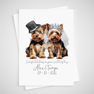 Yorkshire Terrier Hochzeitskarte Personalisierte Hund Braut & Bräutigam