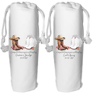 Cowboy-Stiefel Hochzeit Personalisierte Wein Geschenktüte Cowgirl