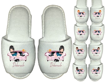 Personalised Crochet Cat Lady Knitting Slippers Spa - knitter crocheter gift