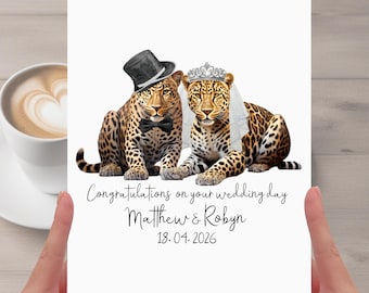 Leopard Wedding Card Personalised Bride & Groom
