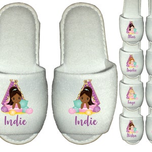 Personalised TeePee Slumber Party Slippers - Sleepover  tent gift childrens kids gift