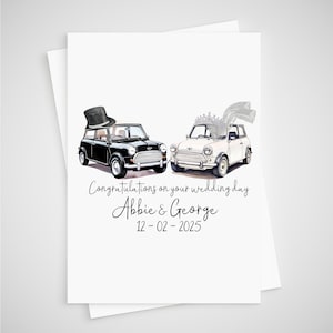 Carte de mariage Mini Cooper personnalisée voiture marié marié