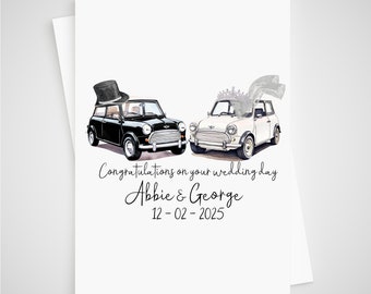 Mini Cooper Wedding Card Personalised Car Bride Groom