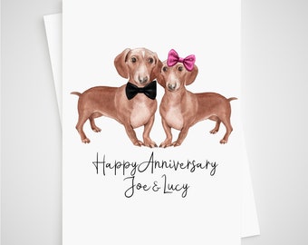 Personalised Dachshund Anniversary Card Sausage Dog