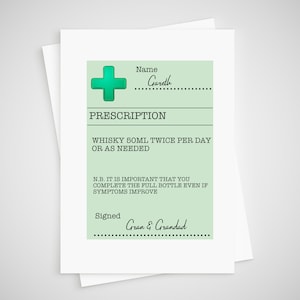 Scheda di prescrizione per whisky personalizzata Guarisci presto