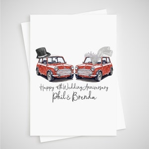 Mini carte personnalisée pour 40e anniversaire de mariage avec voiture rubis