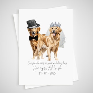 Golden Retriever Hochzeitskarte Personalisierte Braut & Bräutigam Hund