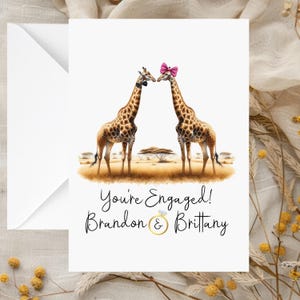 Biglietto di fidanzamento con giraffa personalizzato