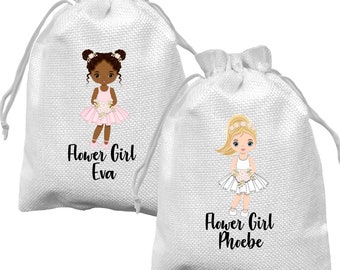 Personalized Flower Girl Gift Bag: White Canvas Pouch