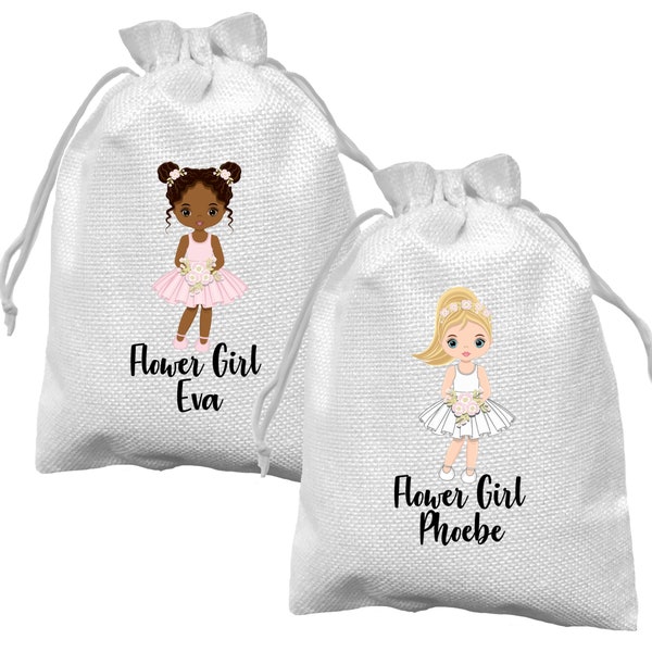 Flower Girl Bag Personalised pouch wedding gift junior bridesmaid mini bride white pink