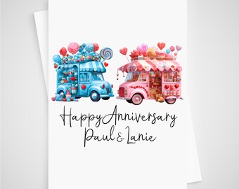 6 years Sweet Anniversary Card Personalised Candy Trucks