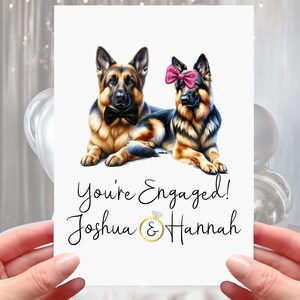 Carte de fiançailles chien alsacien personnalisé berger allemand