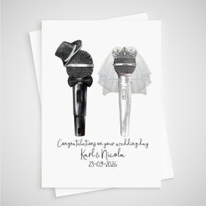 Chant Carte de mariage personnalisée Microphone Musicien Chanteur Merci Mariage Chanteur