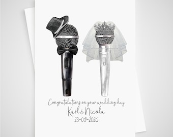 Singing Wedding Card Personalised Microphone Musician Vocalist Thank you Wedding Singer