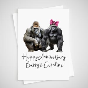 Tarjeta de aniversario de gorila personalizada con mono