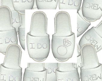 I DO CREW Slippers Personalised  - spa Rhinestone Crystals Wedding
