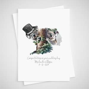 Personalisierte Hochzeitskarte Koala Braut & Bräutigam