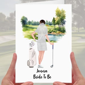 Golfkaart bruid gepersonaliseerd voor haar aanstaande bruid