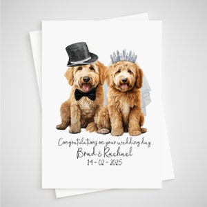 Carte de mariage Labradoodle personnalisée Goldendoodle Bride & Groom Dog