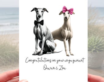 Greyhound Dog Engagement Card Personalised Whippet