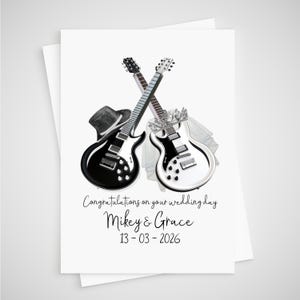 Carte de mariage guitare personnalisée musicien