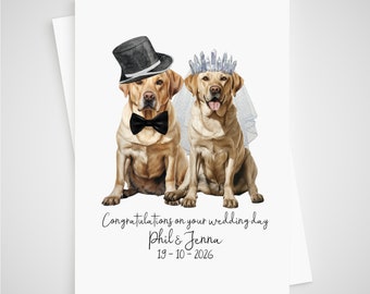 Golden Labrador Wedding Card Personalised Bride & Groom Dog