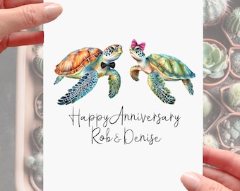 Sea Turtle Anniversary Card Personalised